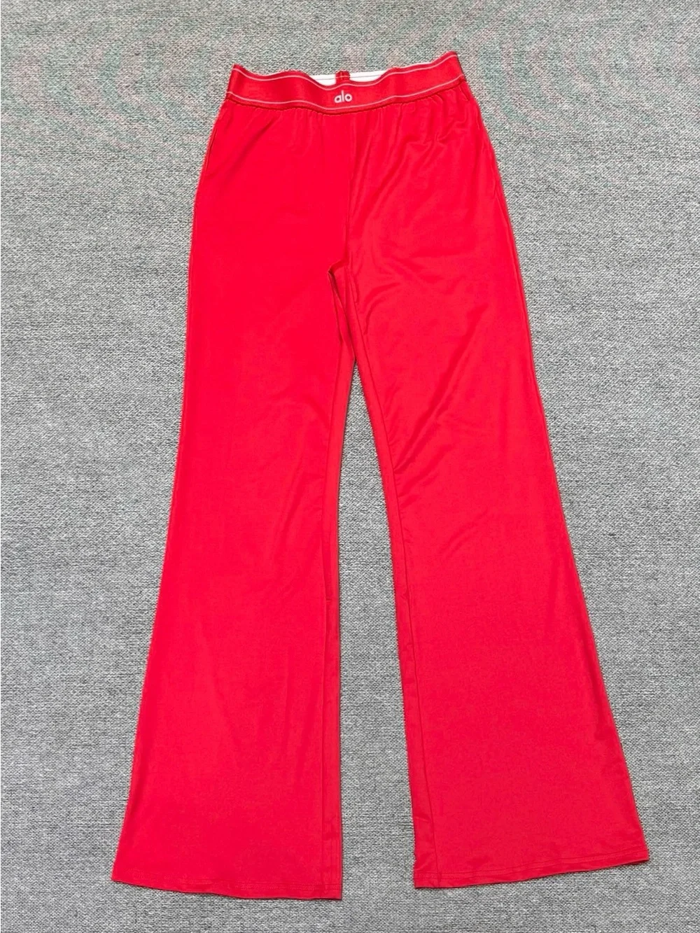 ALO Yoga Red Crop Sports Bra & Wide Leg Pants Set